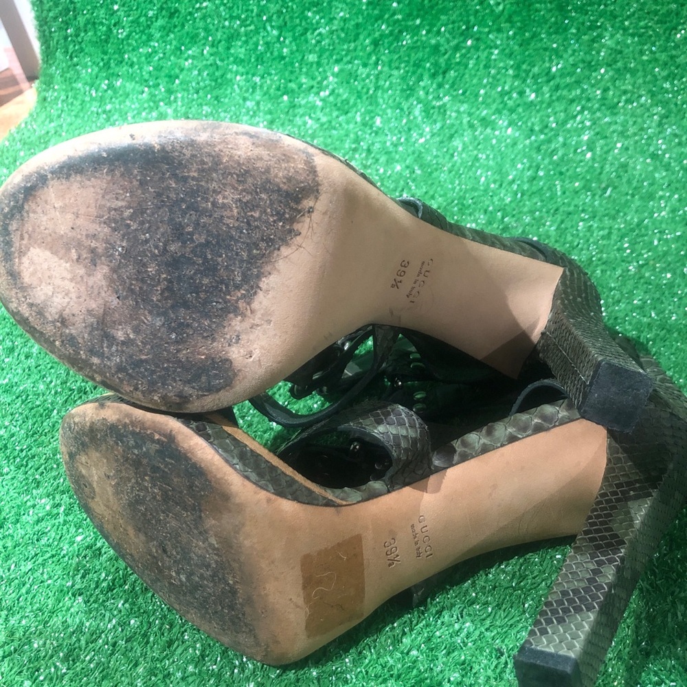 Gucci gladiator sandal size 39.5 in snakeskin green - Picture 5 of 9